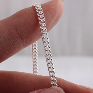 Rantai pinggiran rantai Pria Multi ukuran 0.9-2.8mm rantai Tautan Kuba perak murni S925 mewah untuk pembuatan perhiasan gelang wanita DIY - Product Image 6