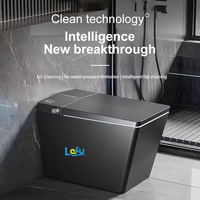 WC intelligent électrique noir en céramique, sans réservoir, avec bidet intégré, chauffant, de forme carrée