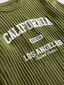 Tùy Chỉnh Thêu Logo & Tên Thương Hiệu Người Đàn Ông Của Đan Áo Thun Áo Len 100% Cotton Crew Cổ Giản Dị Đan Áo Len Cho Nam Giới - Product Image 5