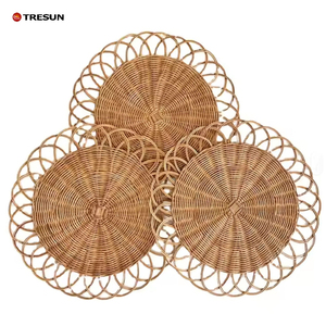 Natural Wicker Rattan Charger Plate Handcrafted Wedding Decoration <b>Round</b> Shape Dining <b>Placemats</b> for Kitchen - Product Image 1