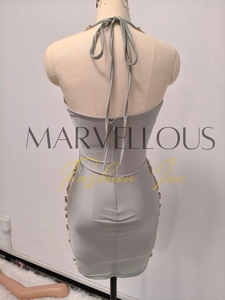 MF haute qualité taille Empire moulante Jersey Sexy sans manches cristal brillant Mini robe pour les femmes bal 2026 tenue de club - Product Image 3