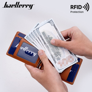 Baellerry Men's Card Holder <b>RFID</b> Protection Credit Card <b>Wallet</b> With Cash Slot Gray - Product Image 2