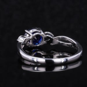 Starsgem Nhẫn Kim Cương Cắt Moissanite Với Hình Tròn Nhẫn Sapphire Màu Xanh Dương Trang Sức Vàng Nhẫn Đính Hôn Cho Nữ - Product Image 3