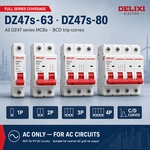 Disjoncteur miniature DELIXI Courbes B <span class=keywords><strong>C</strong></span> <span class=keywords><strong>D</strong></span> 1P 2P 3P 4P MCB 230V Rail DIN Certifié CE Interrupteur de distribution électrique principal - Product Image 4
