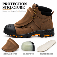 Bottes de sécurité en cuir personnalisées avec protection métatarsienne, embout composite, semelle intermédiaire anti-perforation et semelle en caoutchouc pour la vente en gros