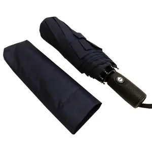 Fully Automatic 3 Fold Promotional Foldable Black Mini Umbrella for Purse