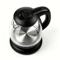Bouilloire électrique en verre 1,0 L, nouvelle, personnalisée, certifiée CE GS RoHS LFGB CB ETL, pour hôtel, avec ou sans cordon, pour service à thé