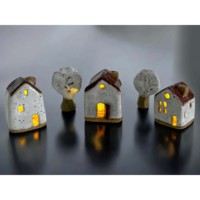 Thé Lumière En Céramique Maisons Ornements Mantel Décor Mini Maisons En Céramique De Noël Décor À La Maison Cadeau De Pendaison De Crémaillère
