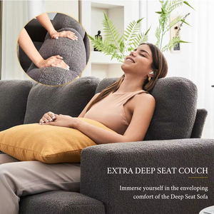 Canapé sectionnel Sans Modern Luxury 3 places en tissu gris avec sièges profonds, dossier carré et accoudoirs encastrés pour salon - Product Image 4