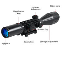 Lunette tactique 4-12X50 pour longue portée avec kit combiné laser, lampe torche et point rouge, viseur optique pour la chasse