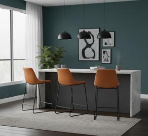 Taburete de Barra Premium, Otomana Color Bronceado, Asiento Acolchado de Lino Cómodo, Diseño Moderno, Construcción Duradera para Residenciales y Escolares - Product Image 3