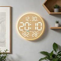 Reloj de Pared Digital LED Grande con Luz Nocturna, Temporizador de Cuenta Regresiva, Calendario Electrónico, Termómetro e Higrómetro