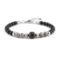 Pulsera de cuentas de piedra natural de nuevo diseño, cierre de acero inoxidable, pulseras de diseño personalizado, joyería para hombres