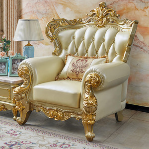 Ensemble de canapés en cuir véritable de style européen et américain, cadre en bois massif, rembourrage en éponge, meubles de salon de luxe, nouveauté 2024 - Product Image 6