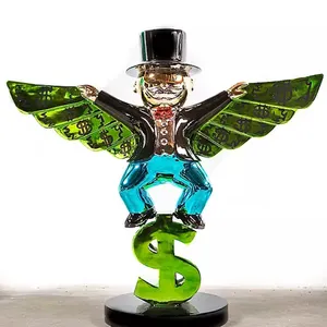 Vendita calda personalizzata milionario a grandezza naturale in fibra di vetro placcato monopolio statua in vendita