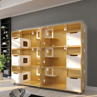 Maison pour chat en bois multicouche avec panneaux transparents