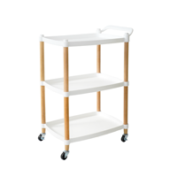 Chariot de rangement en plastique à 3 niveaux pour cuisine et salon, étagère de rangement en plastique avec roulettes