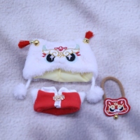Poupée en peluche en acrylique de style chinois, jouet de dessin animé, motif feux d'artifice de Noël, motif folklorique, garnissage en coton PP, 14 ans