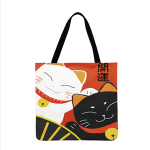 日本招财猫印花手提袋购物袋可爱女原宿Ulzzang垃圾手提袋购物袋 - Product Image 5