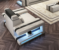 Canapé à chargement sans fil LED au design unique Canapé de musique en forme de U pour maison intelligente Ensemble de fauteuils et fauteuils de cinéma pour villa haut de gamme