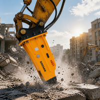 Marteau brise-roche hydraulique SB81 pour excavatrice de 18 à 26 tonnes, diamètre de la pointe de 140 mm, jaune, pour l'exploitation minière et la construction