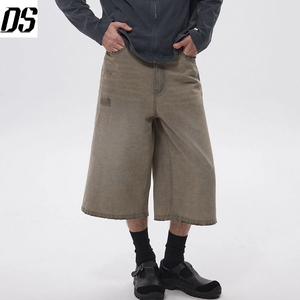 Shorts en <span class=keywords><strong>jean</strong></span> gris délavé coupe droite pour homme, style streetwear estival, écologiques et respirants, qualité personnalisée - Product Image 4