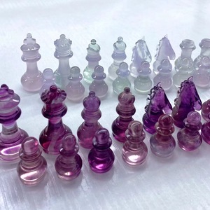 Một bộ hoàn chỉnh các mảnh cờ vua fluorite màu tự nhiên được chạm khắc bằng tay - Product Image 3