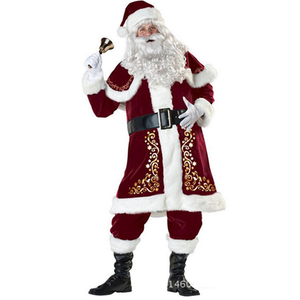 Fête de noël père noël <span class=keywords><strong>Costume</strong></span> <span class=keywords><strong>homme</strong></span> adulte Cosplay <span class=keywords><strong>Costume</strong></span> de noël rouge luxe velours fantaisie ensemble noël famille <span class=keywords><strong>Costume</strong></span> - Product Image 1
