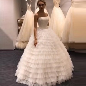 Sans bretelles prix de gros chérie perles à plusieurs niveaux sans manches <span class=keywords><strong>princesse</strong></span> <span class=keywords><strong>robe</strong></span> de bal robes de mariée mariée 9249 # - Product Image 1