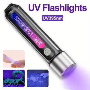 Lampe torche LED UV à énergie <span class=keywords><strong>solaire</strong></span>, lumière violette, <span class=keywords><strong>détecteur</strong></span> d'argent imperméable, agent fluorescent, éclairage pour la détection de sécurité - Product Image 1