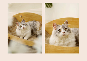 Hamac pour chat en forme de crabe, griffoir durable en panneau de densité et tapis de chanvre, pour affûter les griffes, style épuré - Product Image 6