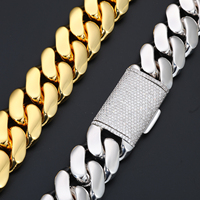 Chaîne cubaine Miami en laiton plaqué or 18 carats de haute qualité, grande taille, bijoux hip-hop, boucle glacée 25 mm, zircon 5A, diamant pour hommes