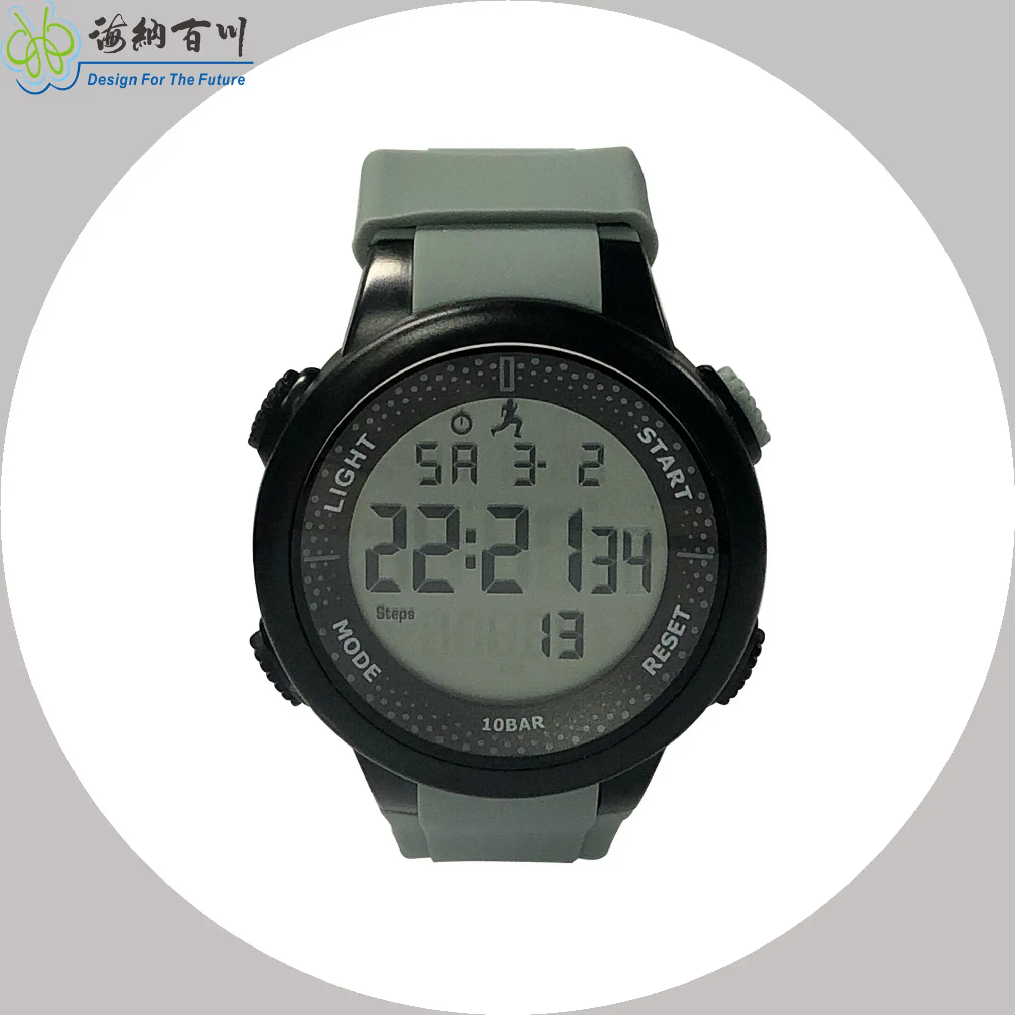 Men's chronograph Digital China Auto Date LED Display Complete Calendar sport Stop Watch Led Watch Day/Date Rubber Wrist watch