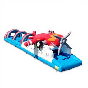 Grand toboggan aquatique gonflable WINWAYTOYS PVC 18m en forme d'avion pour usage commercial intérieur/extérieur - Product Image 1