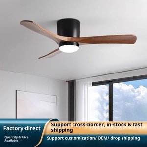 Ventilateur de plafond à aspiration en bois massif, design nordique, à profil bas, avec télécommande, 36-56 pouces, pour salon - Product Image 5