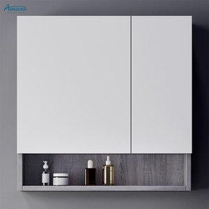 حمام من خشب رقائقي مثبت بالحائط على الطراز الأوروبي ، زينة حمام للفنادق مع مرآة - Product Image 2