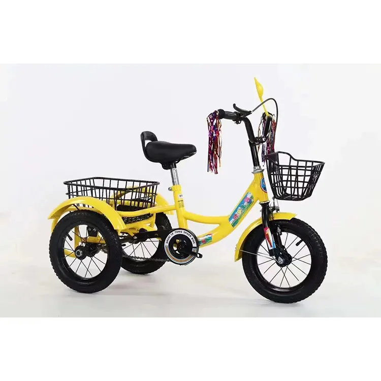 Triciclo de empuje para niños de 9 años, cochecito de bebé de 12, 14 y 16 tamaños, Color amarillo, rojo y azul, último modelo