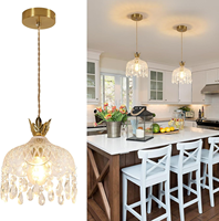 Lampe suspendue moderne à motif floral, luminaire suspendu créatif en cristal avec hauteur réglable, plafonnier doré avec douille E27