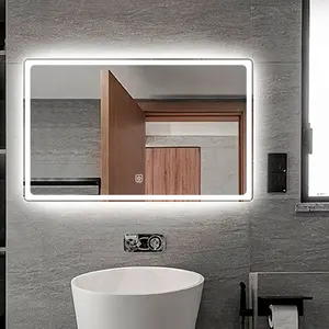 Specchio da parete a specchio da bagno a Led tricolore con luminosità continua di Design moderno all'ingrosso con luce a Led