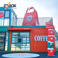 Kiosque alimentaire préfabriqué de 20 pieds avec cadre galvanisé de 3,0 mm et panneau de ciment de 30 mm, bar à café mobile isolé pour drive-thru