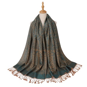 Châle en rayonne jacquard Paisley vintage, vente en gros d'usine, écharpe longue respirante en coton et lin avec franges - Product Image 3