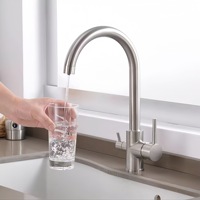 Robinet mélangeur moderne à double poignée en acier inoxydable avec cartouche céramique pour purificateur d'eau domestique et projets de cuisine