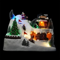Vente en gros MELODY Noël 8 chansons, scène de montagne lumineuse à LED, village de Noël musical animé, train rotatif, Père Noël en polyrésine