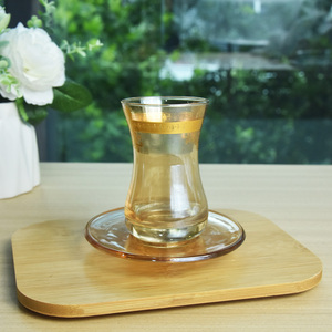 Lusso dorato squisito stampato trasparente <span class=keywords><strong>bicchieri</strong></span> da caffè Arabo tazza da tè in vetro turco e piattini Set - Product Image 5