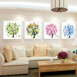Kit de peinture acrylique 5D DIY XIXI avec cadre, motif flocon de neige, arbre et fleurs, art mural pour enfants et adultes - Product Image 1