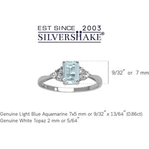 Anillo de compromiso Silvershake Topaz, corte octogonal de 7x5mm, plata de ley 925, chapado en oro blanco o amarillo, joyería fina para mujer - Product Image 4