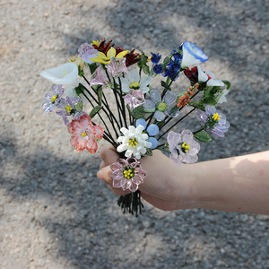 Bouquet de fleurs artificielles en cristal fait main, décoration de bureau et de maison, cadeau - Product Image 1