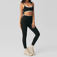 ARCHNANO Ensemble de sport 2 pièces pour femme – Soutien-gorge de sport double couche mignon et tenue de gym imprimée à pois – Idéal pour le fitness, le yoga et le Pilates
