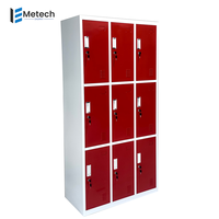 Armoire casier à 9 portes en acier thermolaqué avec serrure à clé, idéale pour l'école, le dortoir, la salle de sport et le rangement du personnel - Offre Spéciale