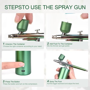 Pistolet de peinture aérographe sans fil rechargeable portable pour nail art, peinture sur gâteaux et artisanat, avec compresseur - Product Image 3